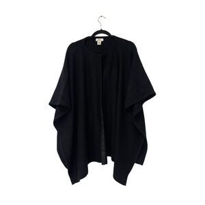 Neiman Marcus Womens Sweater One Size OS Black Cashmere Cardigan Wrap Poncho